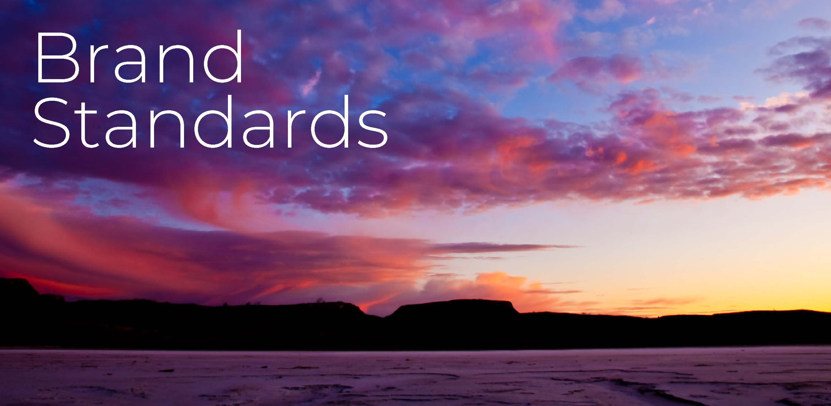 sunset with overlay text: brand standards